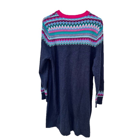 Talbots Women's Fair Isle Shift Sweater Dress Navy Long Sleeve NWT PXL Petite - Picture 7 of 7